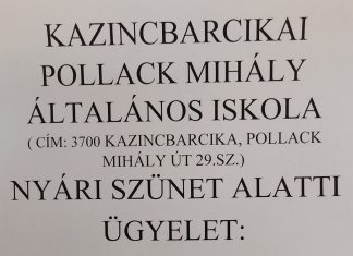 NYÁRI SZÜNET ALATTI ÜGYELET