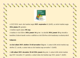 A 2025-2026-os tanév rendje