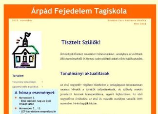 Novemberi hírlevél – Árpád Fejedelem Tagiskola