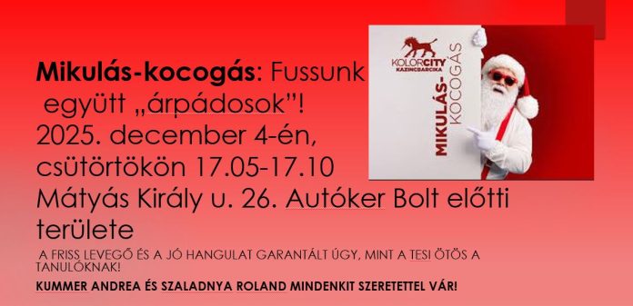 Mikulás-kocogás 2025. 12. 04: 1-1 futó, 1-1 mikulás-csomag—-> sok-sok boldog gyermekarc