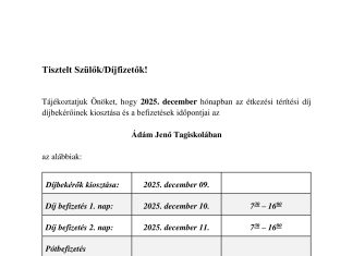 Szedési tájékoztató december
