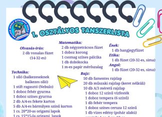 Pollackos első osztályos taneszköz lista 2026/2027