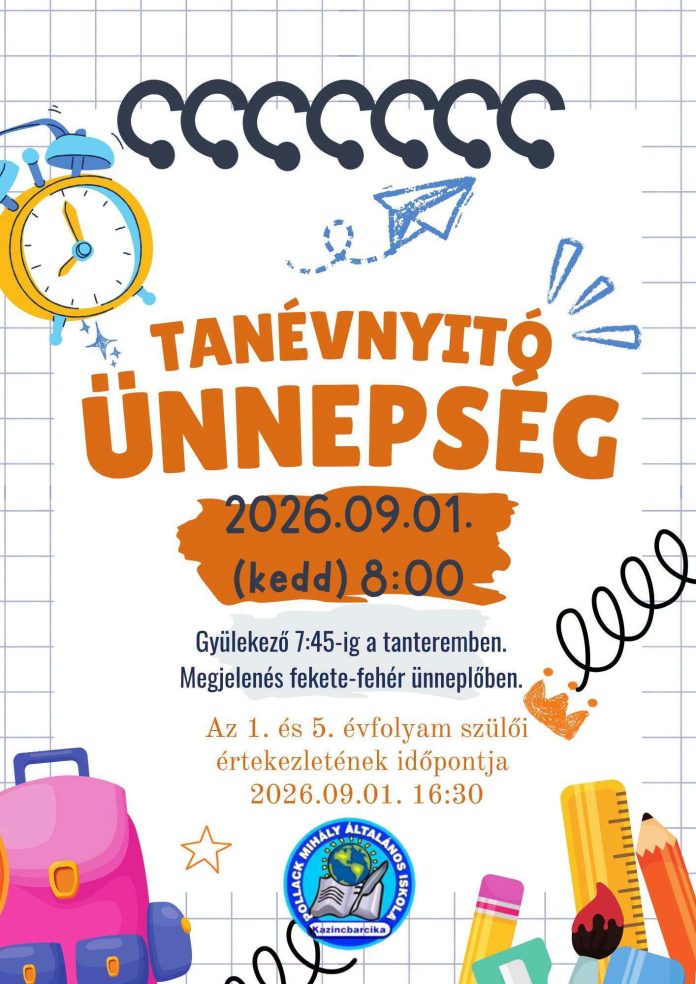 Tanévnyitó ünnepség – 2026.09.01.