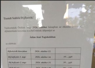 Térítési díjak beszedése október